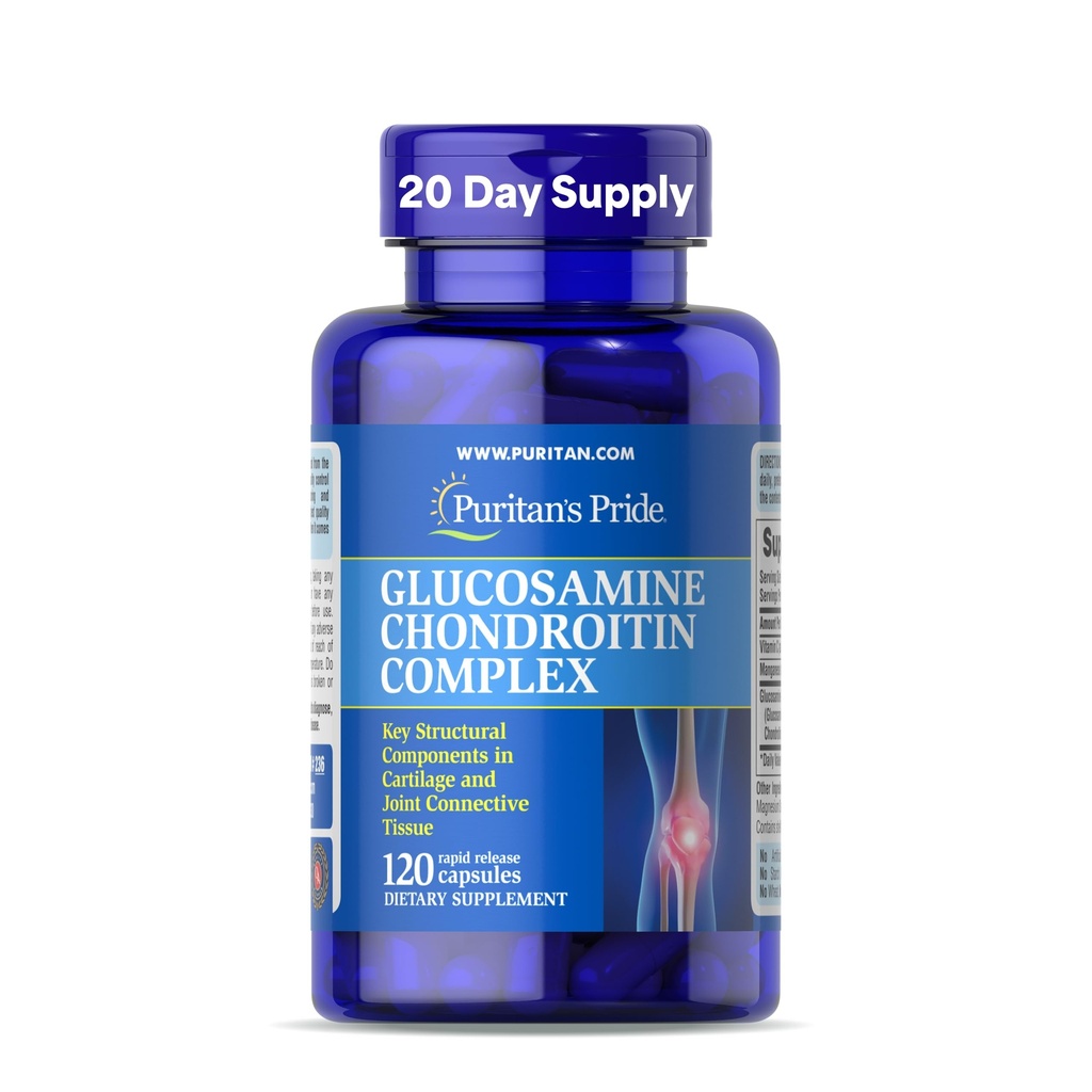 Glucosamine הגאווה של Puritan מורכב עבור נשים וגברים, תוספי תזונה לבריאות משותפת, 120 קפסולות שחרור מהיר