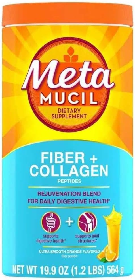 Metamucil סיבים + Collagen Peptides אבקת - כתום - 19.9oz