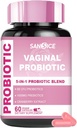 תוסף Probiotics עבור נשים, 70 מ"ג נשים V-Probiotic Band(6B CFU), Lactobacillus עם Prebiotic & Cranberry לחלץ עבור Vaginal Odor, pH Balance, אורגני Prebiotic תוסף (60 קפסולות)