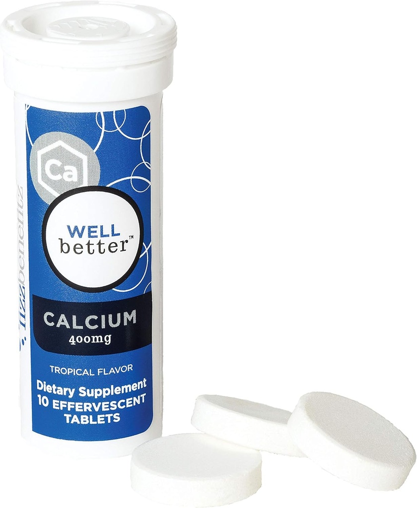 Calcium Carbonate Dissolvable Supplement with Tropical Flavor - 400mg Tablets Release as Powder in Water - Perfect for People Struggling with Pill Swallowing (3 Tubes)