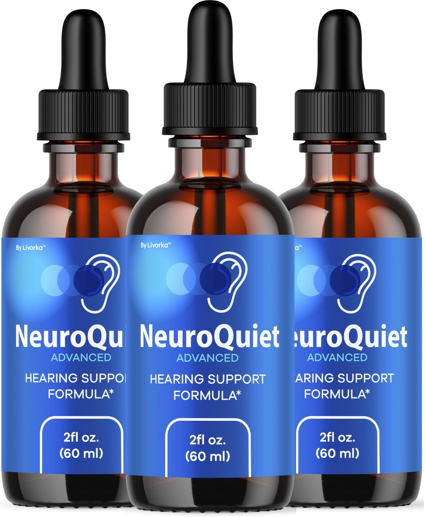 (3 Pack) NeuroQuiet Drops - רשמי Neuro Quicket Daily שמיעה תמיכה כל נוזל טבעי נוזל נוזל מתקדם פורמולה עבור בריאות אוזניים, ביקורת ביקורת אורנות ואוזן פנימית, 3 בקבוקים במשך 3 חודשים