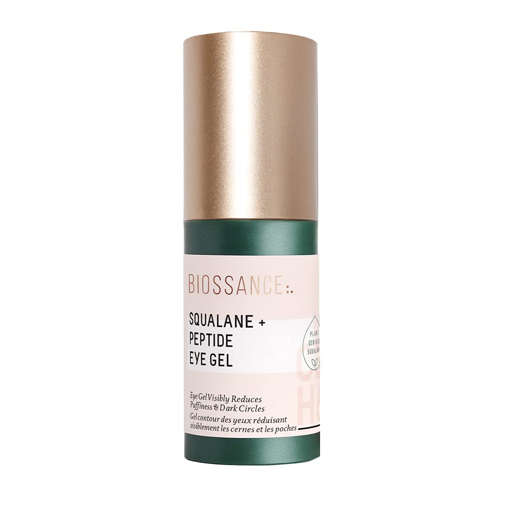 Biosance Squalane + Peptide Eye Gel - Ultra-Hydrating תחת קרם העין - מצמצם את Puffune & Dark Circles - Eye Wrinkles תיקון Moisturizer- Anti Aging & Hydrating, Day & Night Cream - 0.5oz - 0.5oz