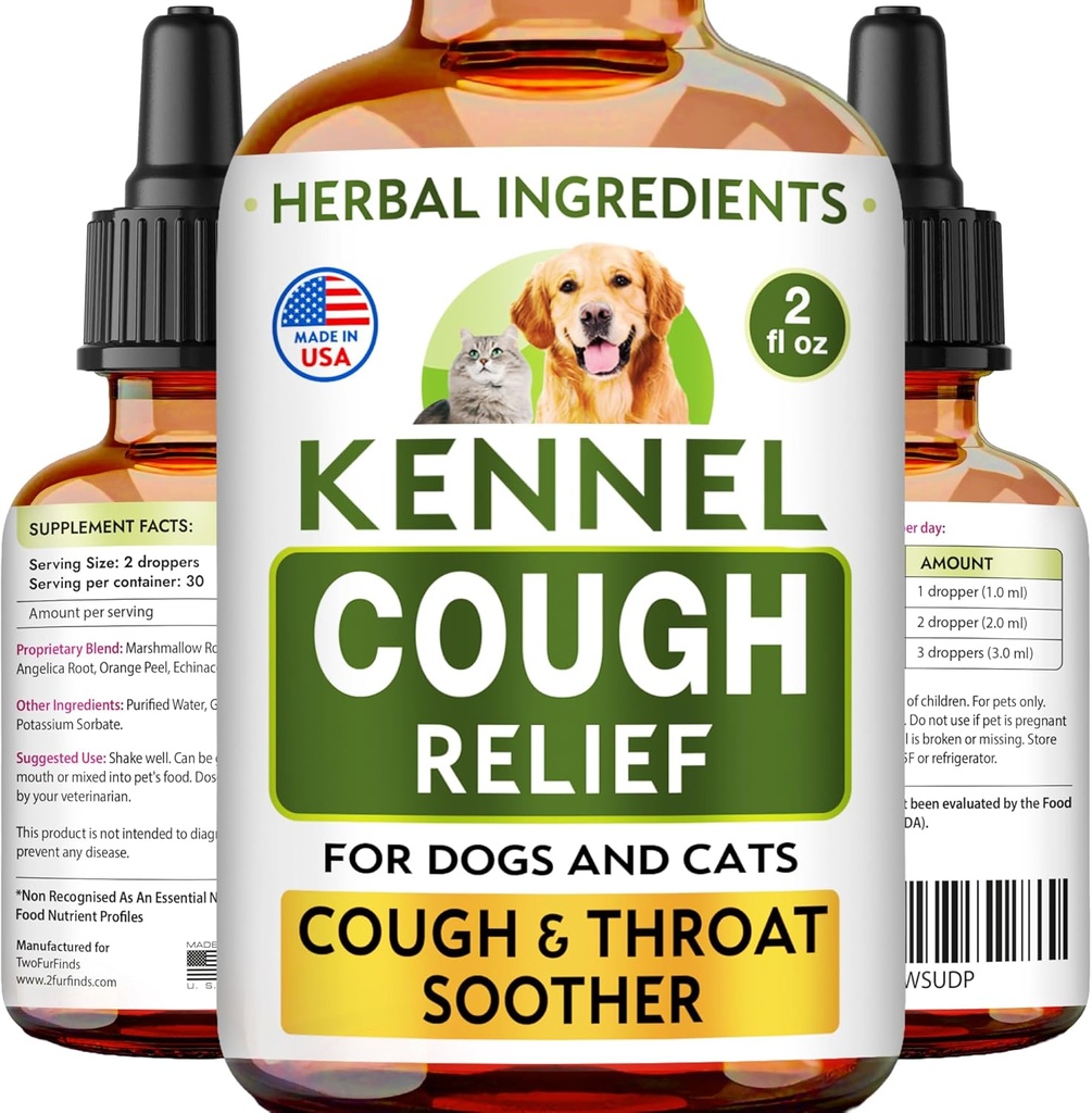 Kennel Cough Treatment Liquid - Cough Suppressant for Dogs & Cats - גרון אחר - יבש, Wet & Barky Pet Cough הקלה עבור All Breeds - Collapse Trachea & Cat Asthma תמיכה - Made in USA - 2 Fl Oz Oz Oz Oz Pet Cough הקלה עבור All Breeds - Collapse Trachea & Cat Asthma Support - Made in USA - 2 Fl Oz Oz Oz Oz