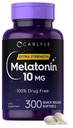 קרליל מלטונין 10 מ"ג | 300 Softgels | תוספת תמיכה עבור מבוגרים | Non-GMO, Gluten Free Supplement