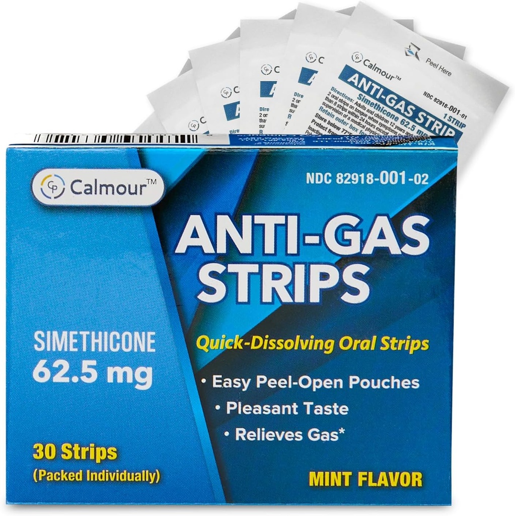 Anti Gas Relief 30 Strips | Mint Flavor Oral Dissolvable Anti Bloating Strips
