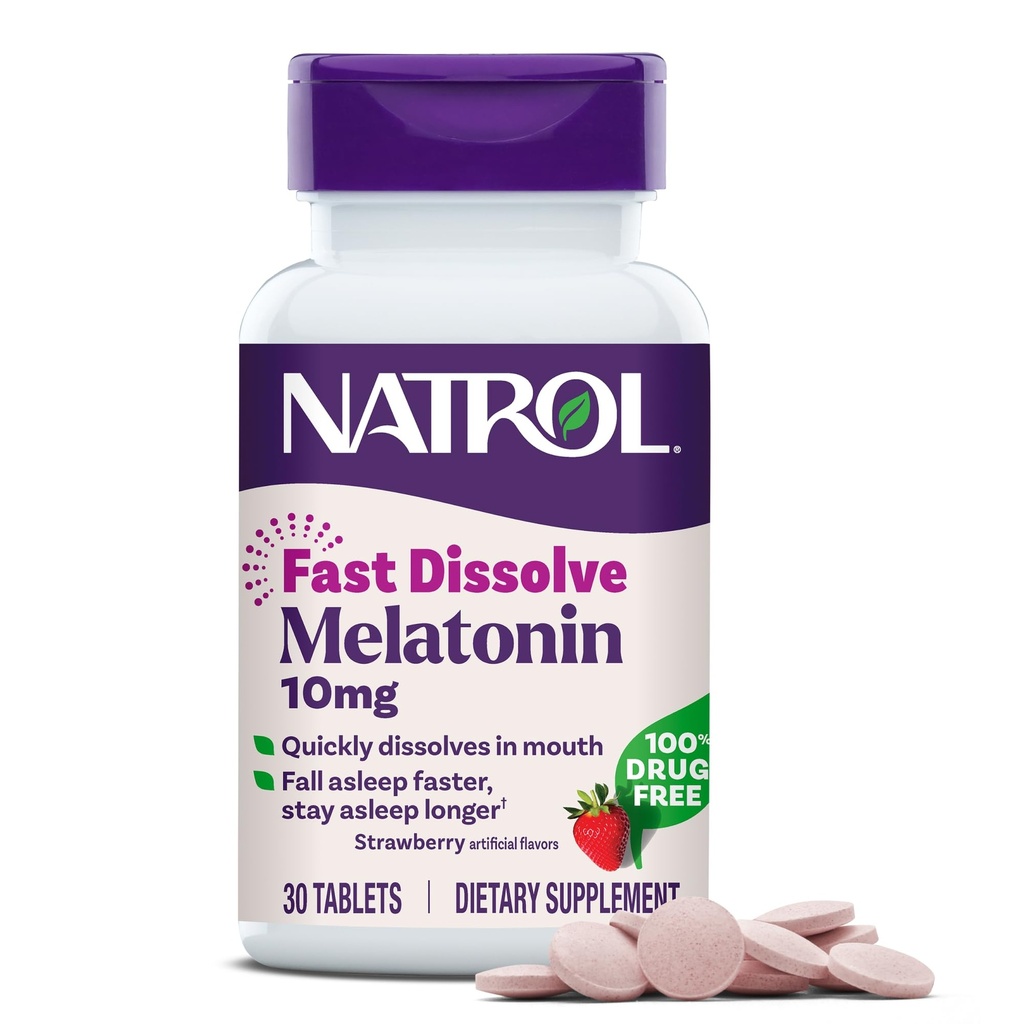 Natrol Fast Dissolve Melatonin 10 מ"ג, תמיכה בשינה למבוגרים