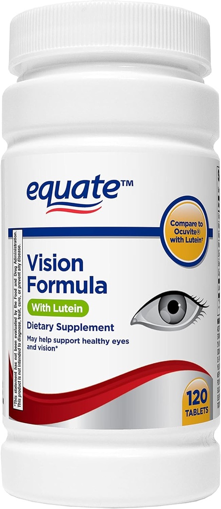 Equate - חזון פורמולה עם Lutein, עין בריאות ויטמין ומינרל תוסף, 120 טבליות על ידי Equate