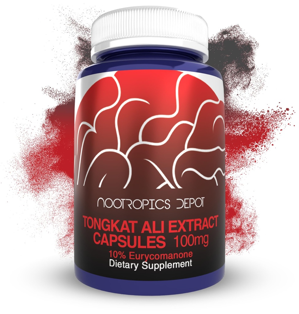 Nootropics Depotטונגkat Ali לחלץ קפסולות | 100 מ"ג | 120 Count | 10% Eurycomanone על ידי HPTLC | Eurycoma longifolia Root Extract