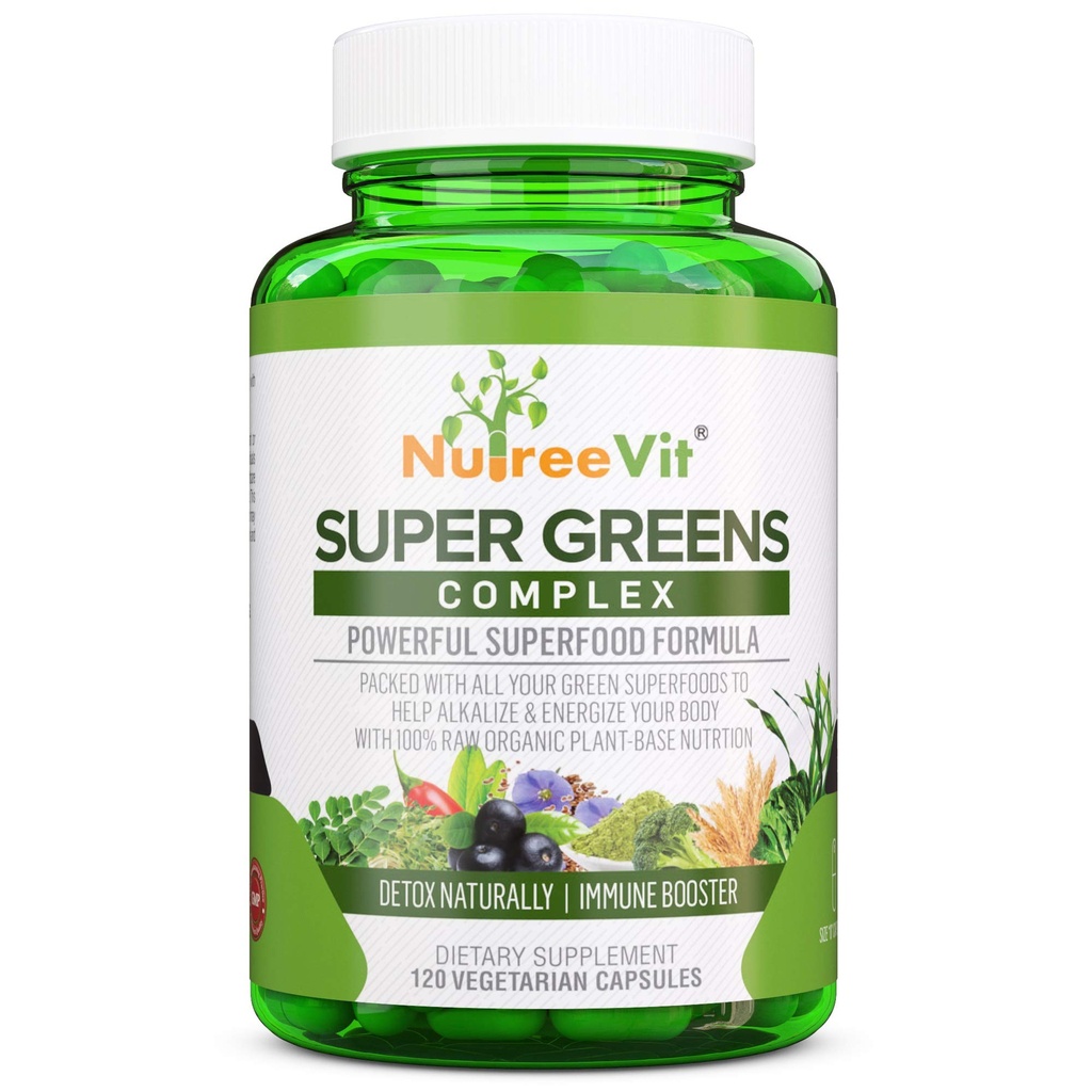 Super Greens - Spirulina, Chlorella, חיטה + יותר - תערובת ירוקה מזין
