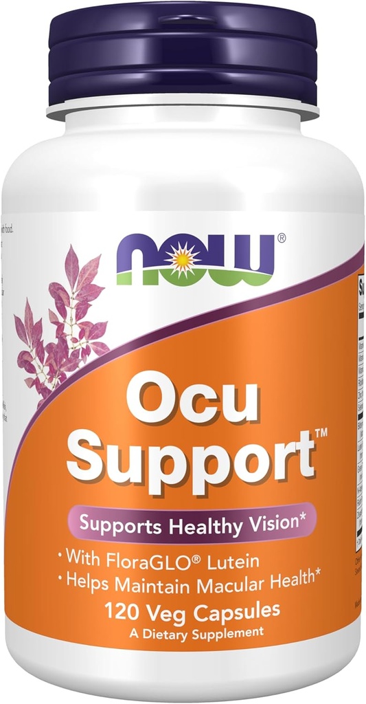 תוספי מזון עכשיו, Ocu SupportTM עם פלורהGLO® Lutein, בתוספת ויטמינים A, C ו- E, 120 קפסולות Veg