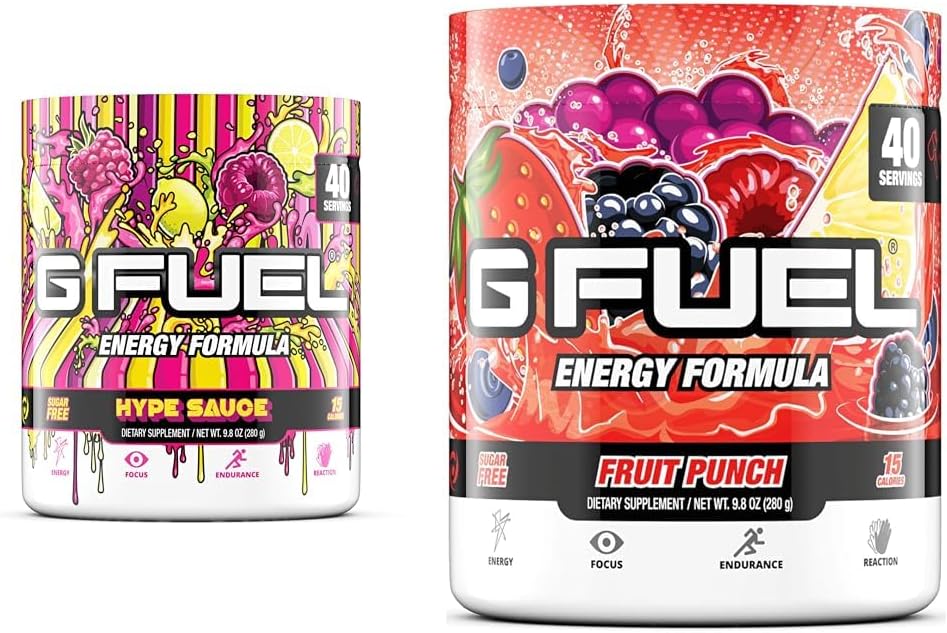 G דלק Hype רוטב אנרגיה אבקה, סוכר חינם, נקי Caffeine Focus תוסף, מים לערבב ופירות Punch Tub (40 משרתים) Elite Energy and Endurance Formula, 9.8 oz(280g)