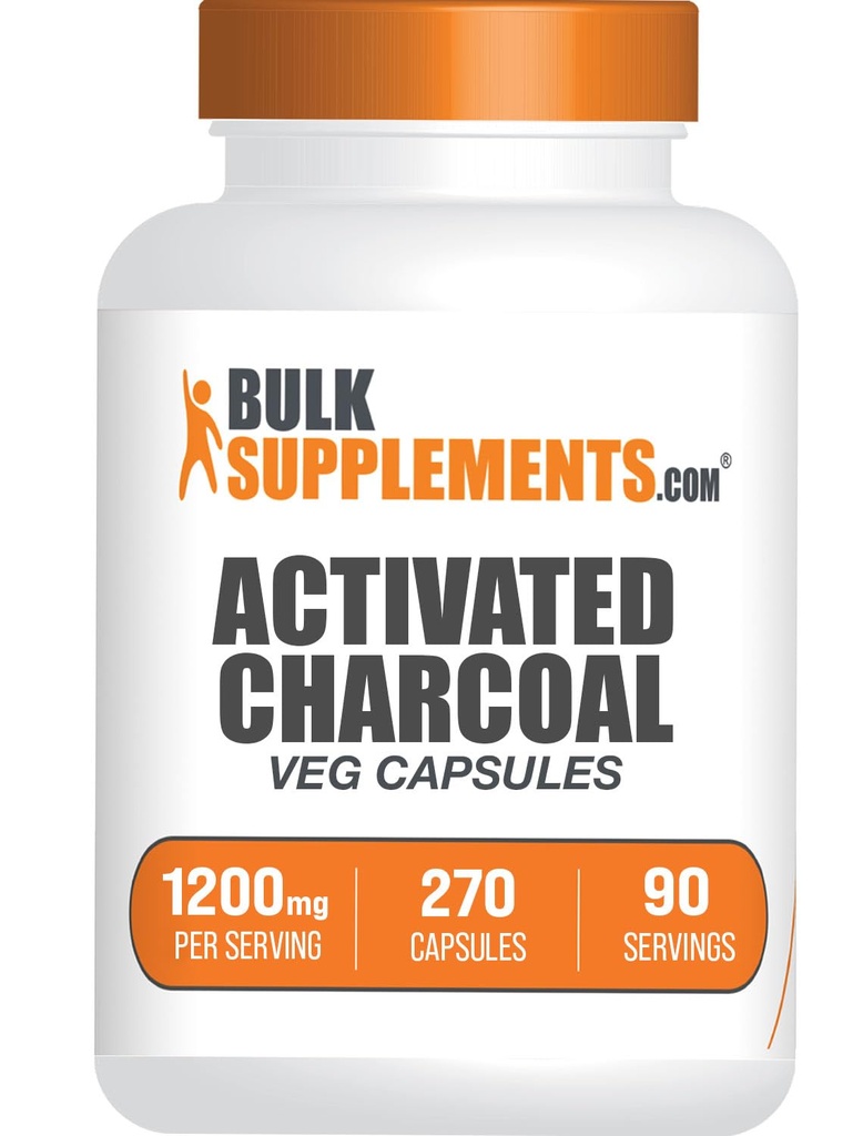 BulkSupplements.com Actived Charcoal קפסולות - קוקוס Charcoal, מופעל Charcoal עבור Kidney תמיכה, מופעל Charcoal Pills - טבעוני, 3 קפסולות לשרת (1200 מ"ג), 270 קפסולות Veg