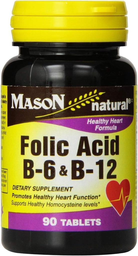 מייסון Natural Folic Acid, B-6 & B-12 טבליות 90 ea (Pack of 2)