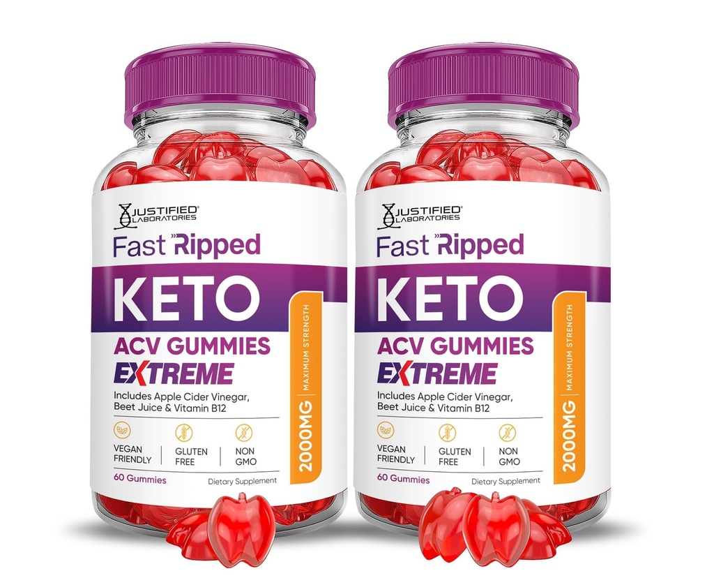 (2 Pack) Fast Ripped Keto ACV Gummies Extreme 2000MG Fast Ripped Ketomies Apple Cider Vinegar פורמולה עם אבקת מיץ Pomegranate B12 טבעוני non GMO 120 חניכיים