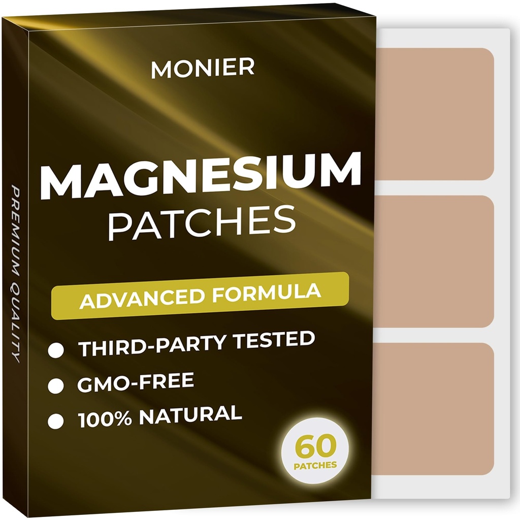 Magnesium Patches (Pack of 60) - 100% Natural Patch עבור נשים וגברים - עם Calcium - שריר ותמיכה העצם, הקלה - פורמולה משופרת