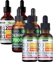 NUSAVA Strawberry Flavored D3 K2, Chlorophyll, & ויטמין B12 טיפות נוזל טיפות בונדלה - ויטמין נוזלי פוטרנט עבור הלב, אנרגיה, המוח ותמיכה - non-GMO, Gluten-Free, 2pk כל אחד