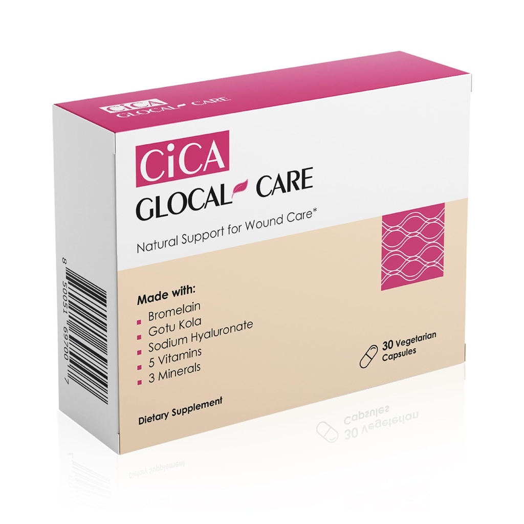 Cica GlocalCare - Clinically Proven Wound Healing תוסף - איידס בתמיכה סקר & שחזור - עוזר עם Skin & Tissue תיקון לניתוח, Wounds, Scar Treatment & Bruising (30 קפסולות)