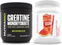 NutraBio Creatine Monohydrate, Unflavored, (150 גרם) ו Clear Whey חלבונים Isolate, (Watermelon Breeze) תוסף Bundle - שריר אנרגיה, צמיחה מקסימלית, התאוששות וכוח