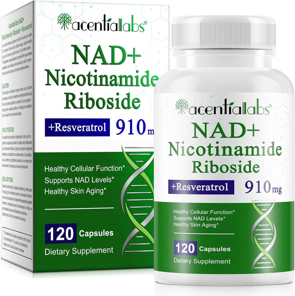 NAD Nicotinamide Riboside Resveratrol 900mg - NAD תוספת עם Resveratrol תוספת של Anti-Aging, אנרגיה סלולרית, תיקון DNA | NAD Nicotinamide Riboside 900 עם Absorption גבוהה