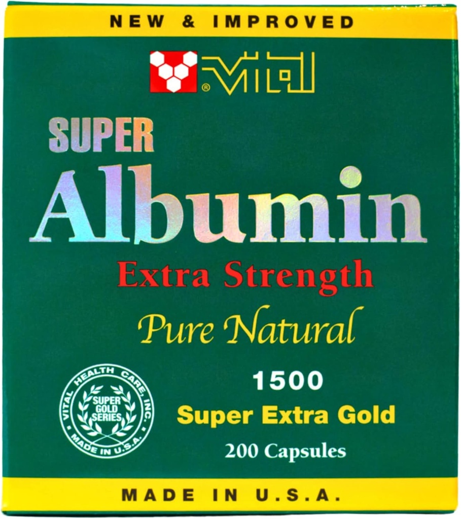 New & Enhanced Super Albumin Gold Extra Strenth 1500 מ"ג 200 קפסולות