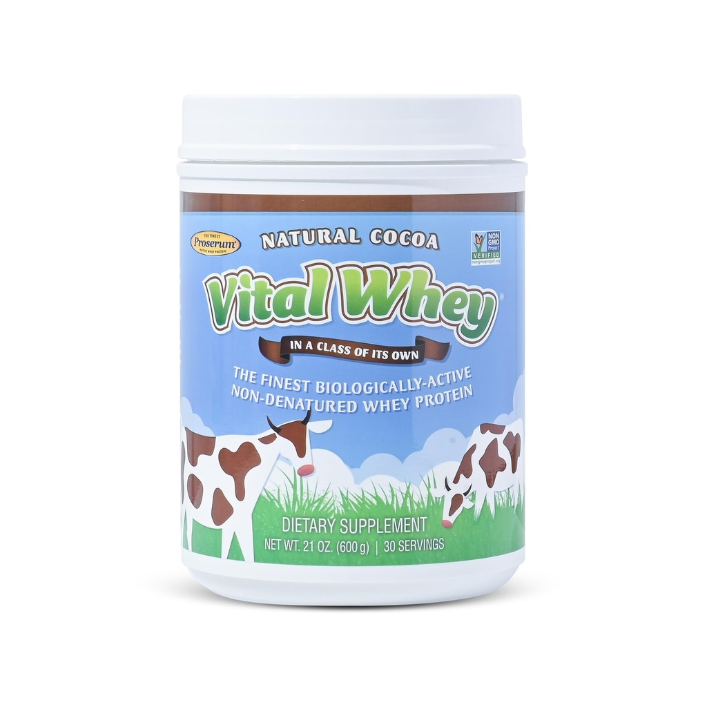 אבקת חלבון Whey שומן עבור Immune Vitality, Natural Cocoa 600g (30 משרתים), 15g חלבון Per Serve, Vital Whey, ניקוי Holistic, תזונה