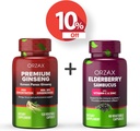 ORZAX גינזנג, 30% גינזנוסיידס, Premium 120 קפסולות ירקות וקפסולות ישנות, 2000mg 60 קפסולות ירקות, Bundlele