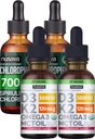 NUSAVA Strawberry Flavored D3 K2 Drops ו- Chlorophyll נוזל טיפות בונדלה - ויטמין נוזלי פוטרנט ללב, משותף, אנרגיה, ותמיכה Immune - non-GMO, Gluten-Free, 2pk כל אחד
