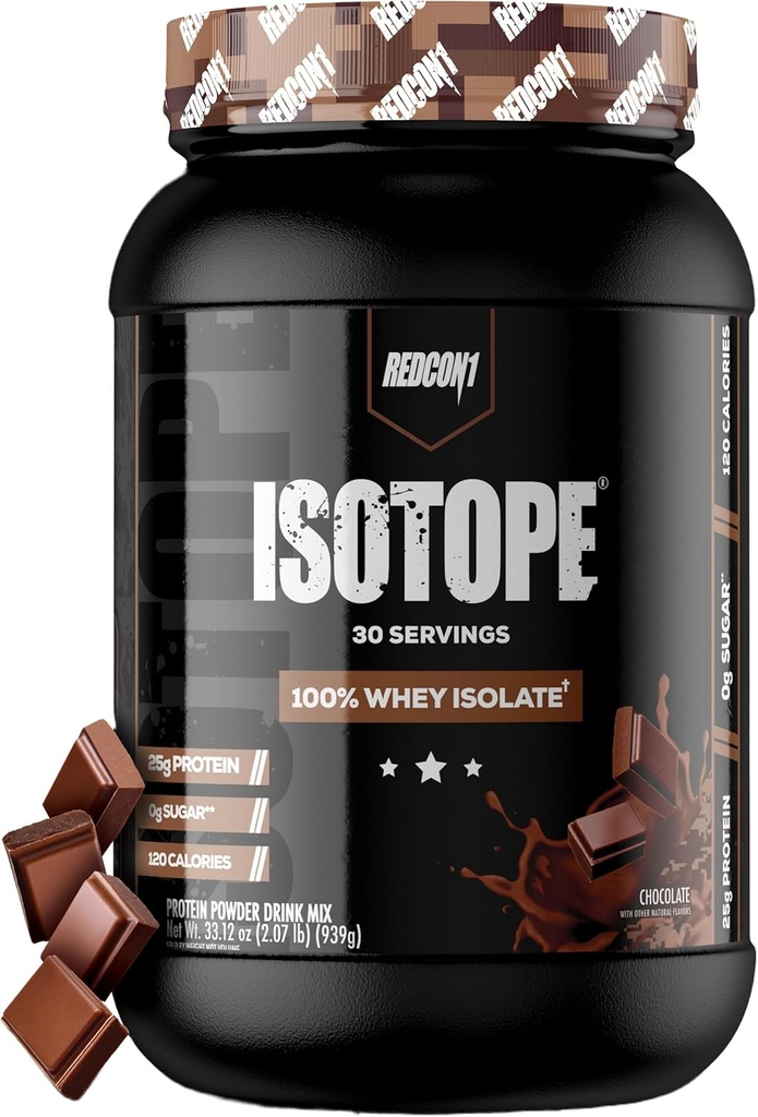 REDCON1 Isotope 100% Whey Isolate, שוקולד - אבקת חלבון Whey Friendly - Low Carb + Zero הוסיף סוכר Whey חלבון Isolate - אבקת חלבון Keto (30 משרתים)