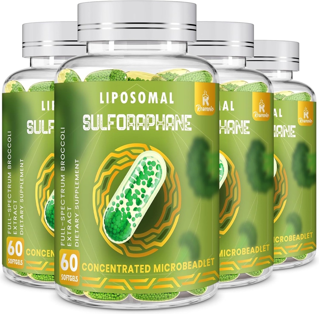 800 MG Liposomal Sulforaphane, Powerful Double-Delivery עבור Absorption ופוטנטיות מקסימלית, מלא ספקרום ברוקולי, Antioxidant & Liver, 240 Softgels