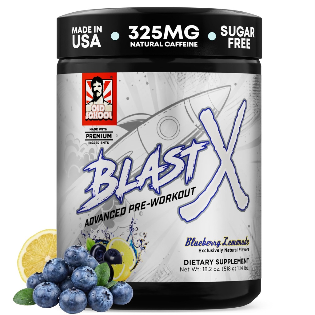 Old School Labs | Blast X Advanced Pre Workout אבקה, Intense Energy Booster Preworkout for Men & Women