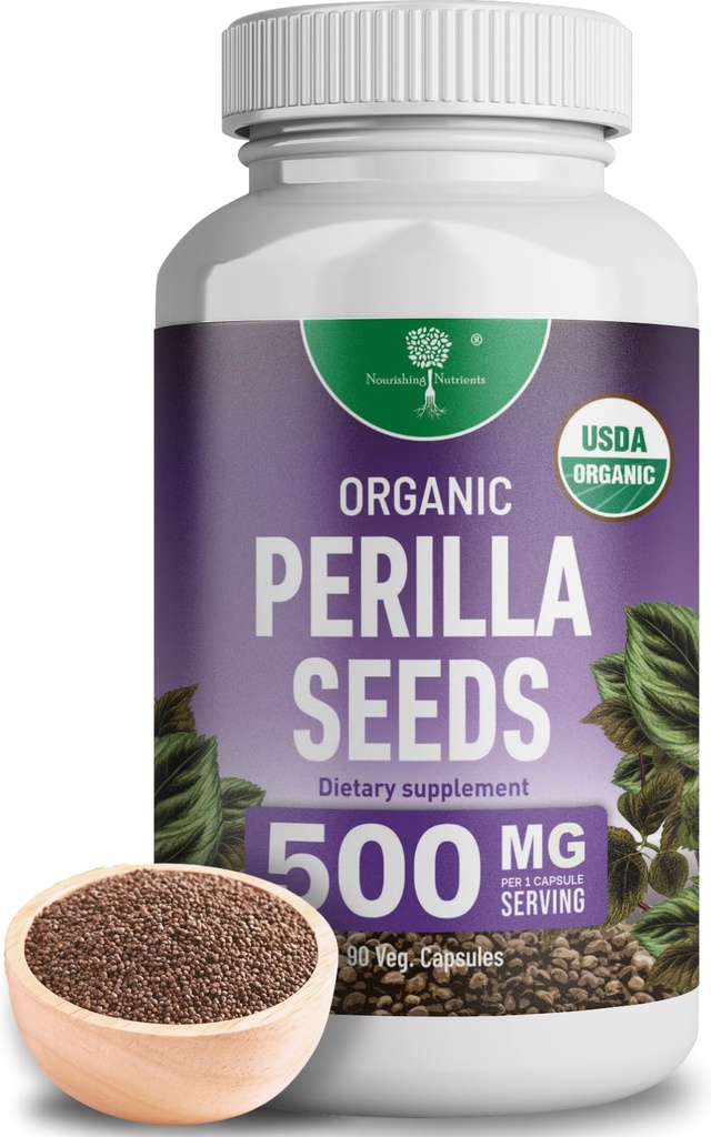 אורגני Perilla Seed לחלץ עם 9% Rosmarinic Acid - USDA Certified - Allergy Relief, Respiratory ו- Immunity Booster-Th Cytokines, באופן טבעי Occurring Luteolin - 500 מ"ג 90 קפסולות