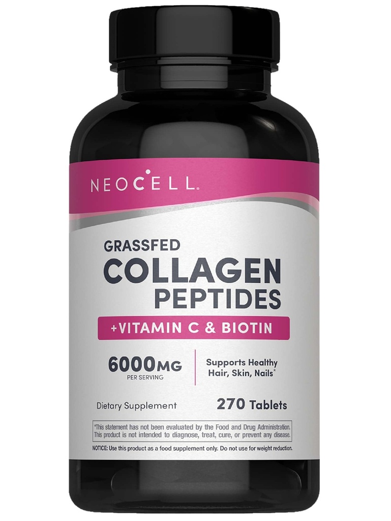 NeoCell Super Collagen עם ויטמין C ו- Biotin, Skin, Hair and Nails תוסף, כולל Antioxidants, Tablet, 270 Count, 1 בקבוק