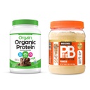 Orgain אורגני אבקת חלבון טבעוני, שוקולד Fudge 2 lbs + PBfit המקורי 30 oz
