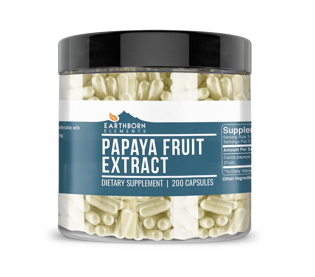 Earthborn Elements Papaya פירות מאתיים קפסולות, טהור ו undiluted, ללא תוספת