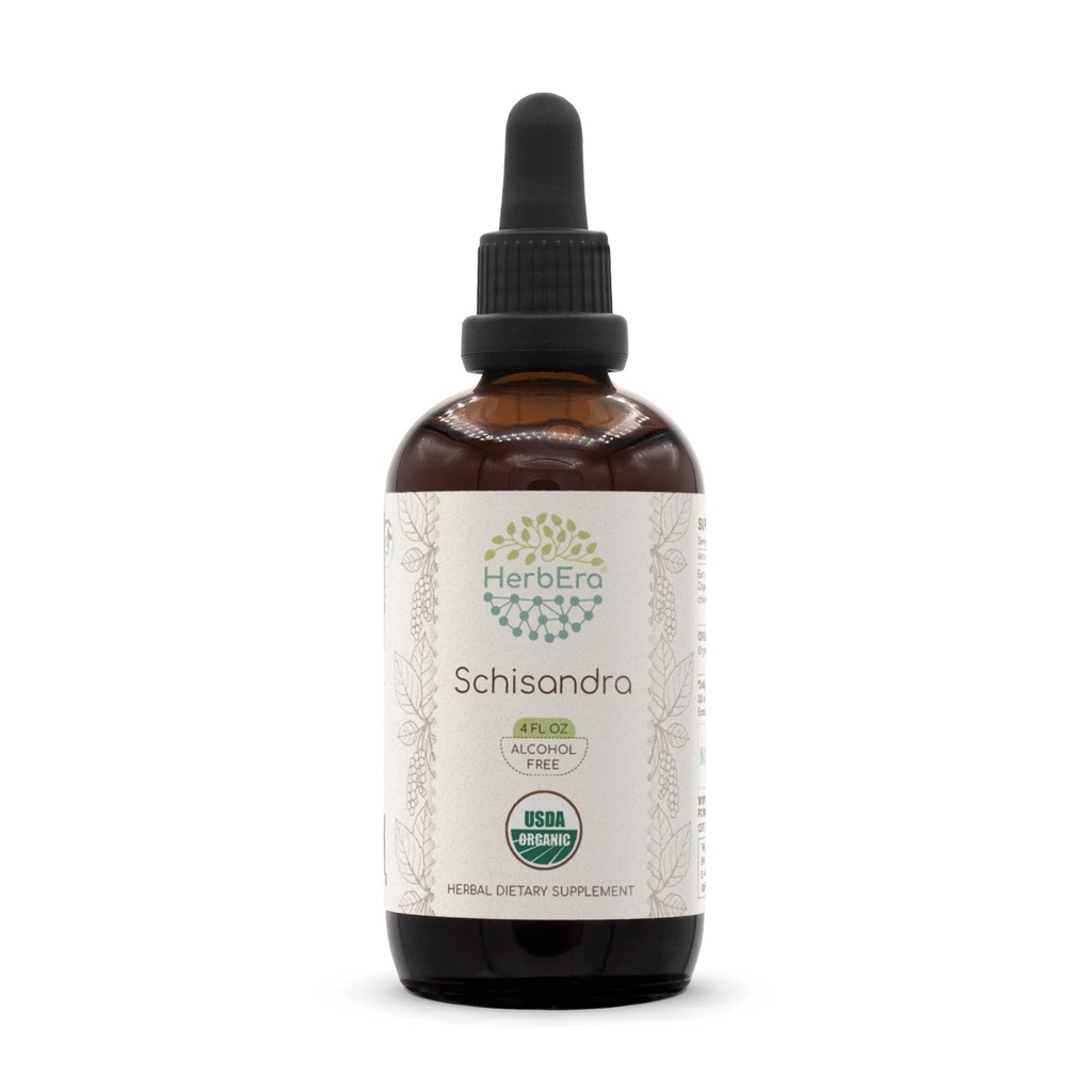 HerbEra Schisandra B120 USDA אורגני Tincture | מזון ללא אלכוהול, High-Potency Herbal Drops, נוזל תוספת: מוסמך אורגני Schisandra (Schisandra Chinensis) Dried Berry (4 oz)