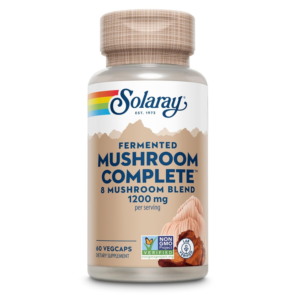 SOLAרי Fermented Mushroom השלם - אורגני Chaga, Reishi, Shiitake, Cordyceps, טורקיה Tail Mushroom ו Lions Mane תוספי קפסולות - 8 Mushroom תוסף - non-GMO, 30 משרתים, 60 VegCaps