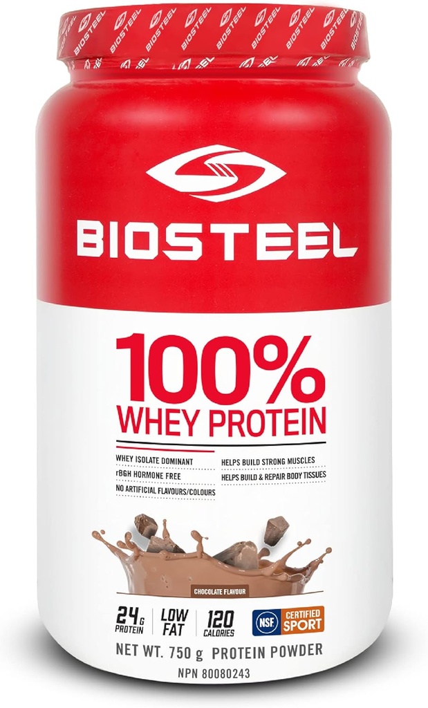 BioSteel Sports 100% Whey חלבון אבקת תוספת, הורמון rBGH חינם ולא GMO פוסט עבודה פורמולה, שוקולד, 25 משרתים, 25.5 Ouncess
