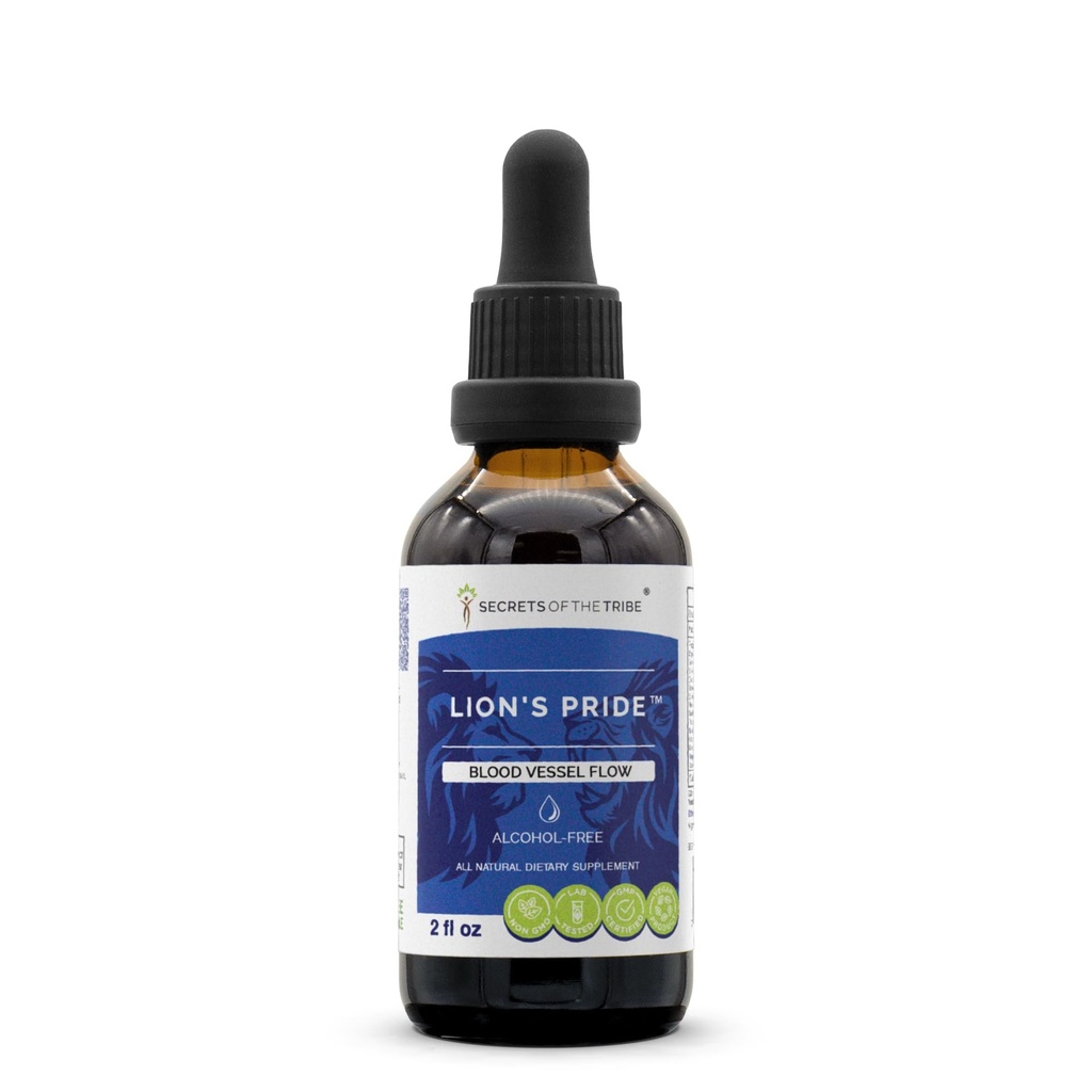סודות השבט - הגאווה של אריה, Blood Vessel Flow, Herbal תוסף Band Drops Alcohol-Free Liquid Extracts (2 Fl Oz)