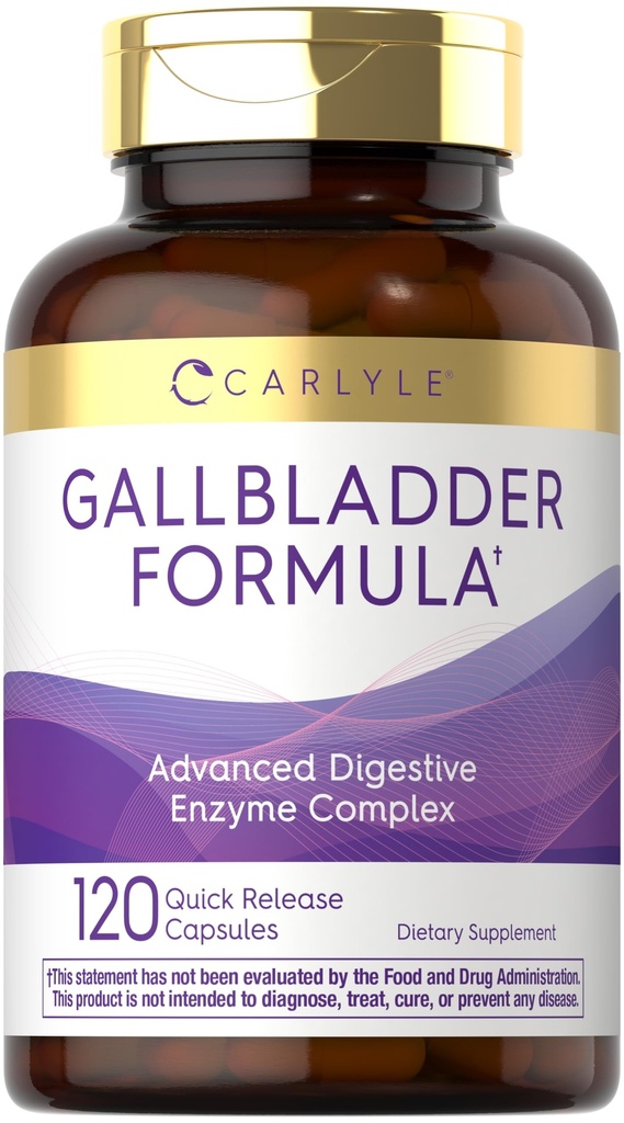 Carlyle Gallbladder: 120 קפסולות שחרור מהיר | תרכובת אנזימיות מלאה | Non-GMO & Gluten Formula Free Formula