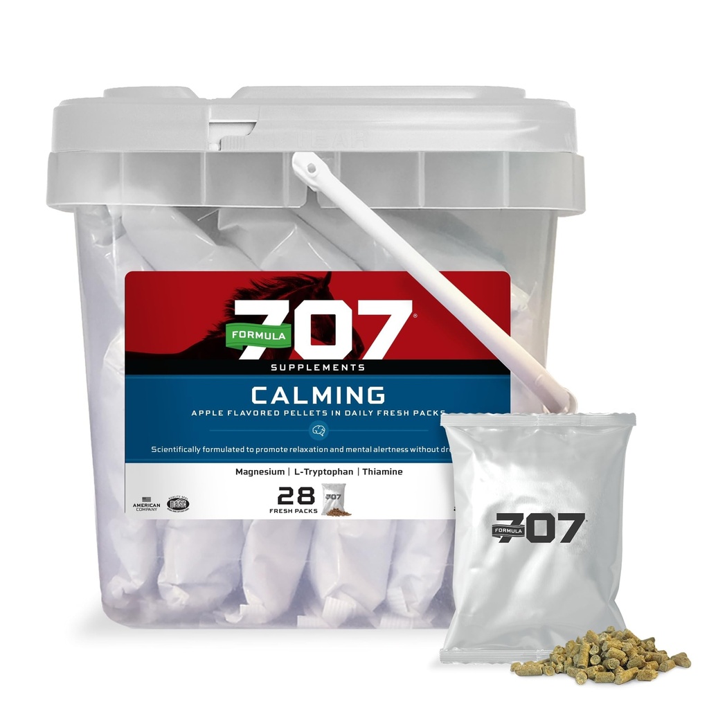 פורמולה 707 Calming Equine תוסף, Daily Fresh Packs - להקלת חרדה ולהגדיל את המיקוד עבור סוסים - L-Tryptophan, Thiamine & Magnesium