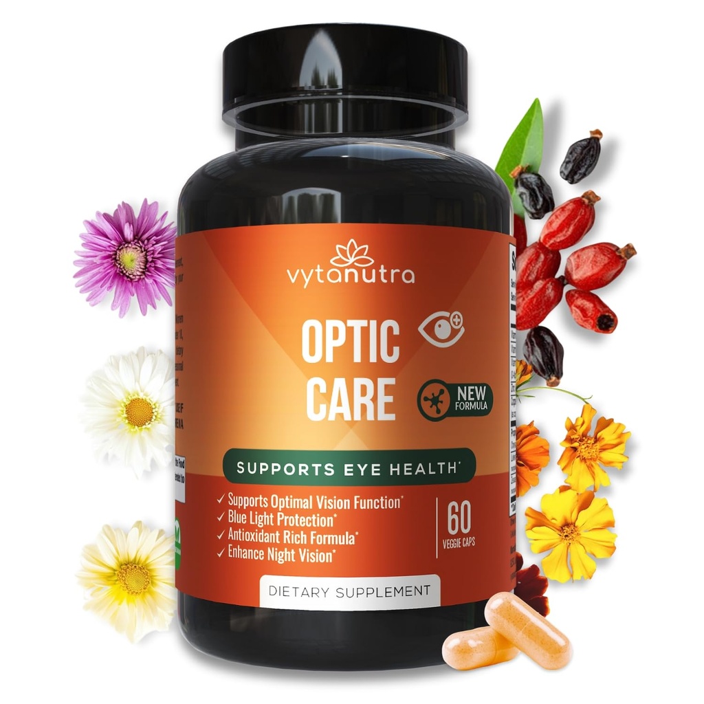 ויטמין עין אופטית - Lutein, Zeaxanthin, ויטמינים A C E, Zinc, Copper - Antioxidant & Micronutrient Formula with Chrysanthemum & Goji Berry for Vision Support & Eye Strain הקלה - 60 קפסולות