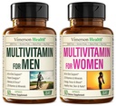 תוספי Multivitamin Multimineral לגברים + נשים 2-Bottle Bundle. תגובה חיסונית בריאה, מפרקים חזקים ועצמות, בריאות העין, תמיכה במערכת העיכול, Antioxidant Properties