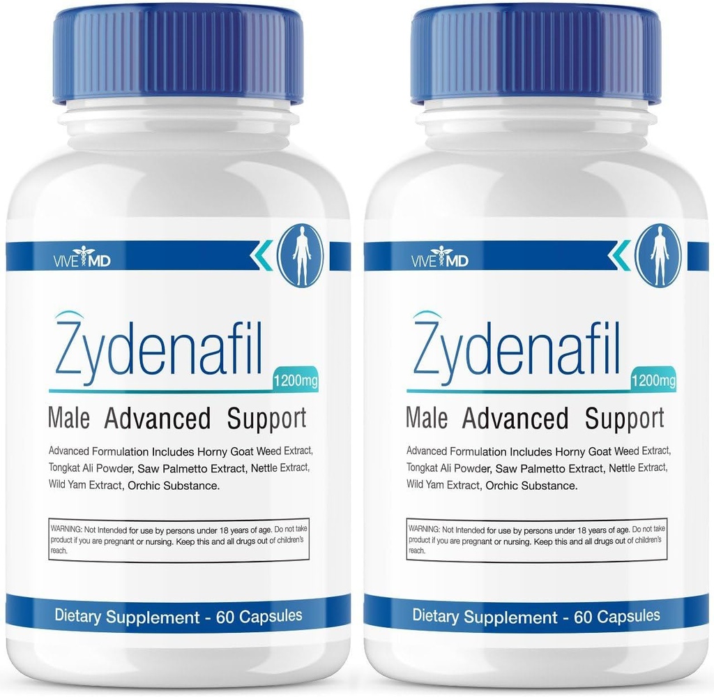 VIVE MD Zydenafil גלולות עבור גברים מתקדמים פורמולה - Zydenafil זכר גלולות - Zydenafil 1200 מ"ג עבור כוח מקסימלי עם טונגקט עלי, Saw Palmetto, Hory Goat Weed ביקורות (2 Pack)