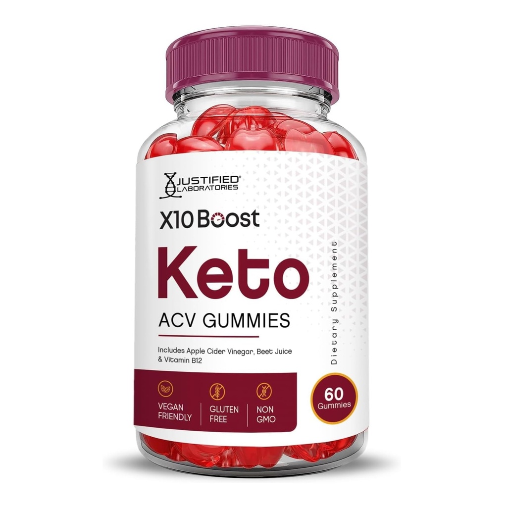 Justified Laboratories X10 Boost Keto ACV Apple Cider Vinegar Boost פורמולה עם אבקת מיץ Pomegranate B12 טבעוני non GMO 60 חניכיים