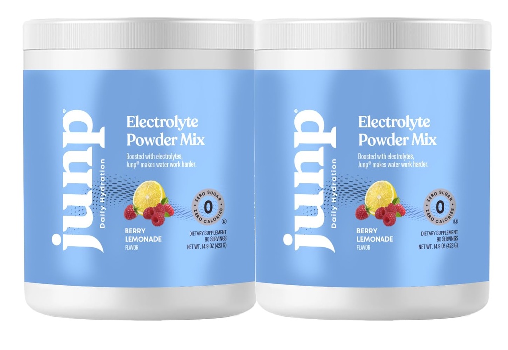 אבקת JUNP Electrolytes No Sugar No Carbs - טרי ברי Lemonade Keto Drink - Potassium & Salt Electrolyte hydrotion אבקת Zero Calorie Sugar חינם אלקטרוליטה אבקה, 90 משרתים (Pack of 2)