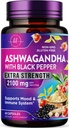 Ashwagandha 2,100 מ"ג - Ashwagandha תוספי לנשים ב- Veggie קפסולות עם אבקת & Root Extractt, Black Pepper for High Absorption, Plant Based, non-GMO, בבקבוק בארה"ב - 60 קפסולות Veggie קפסולות