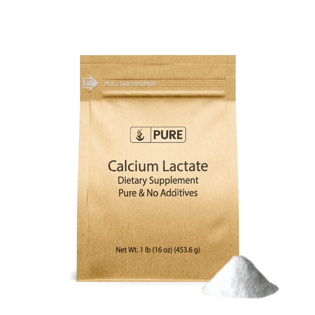 Pure Original Ingredients Calcium Lactate (1lb) תוסף Calcium, Electrolyte, non-GMO
