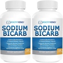 Sodium Bicarbonate 650 מ"ג קפסולות נדחה לתמיכה רגילה Kidney Function & Kidney תוסף. Sodium Bicarbonate for Acid Relief, Alkalinity 120 גלולות 2Pack