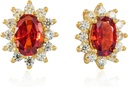 14K צהוב זהב פלט 925 כסף אדום Cubic Zirconia אוזניות לנשים