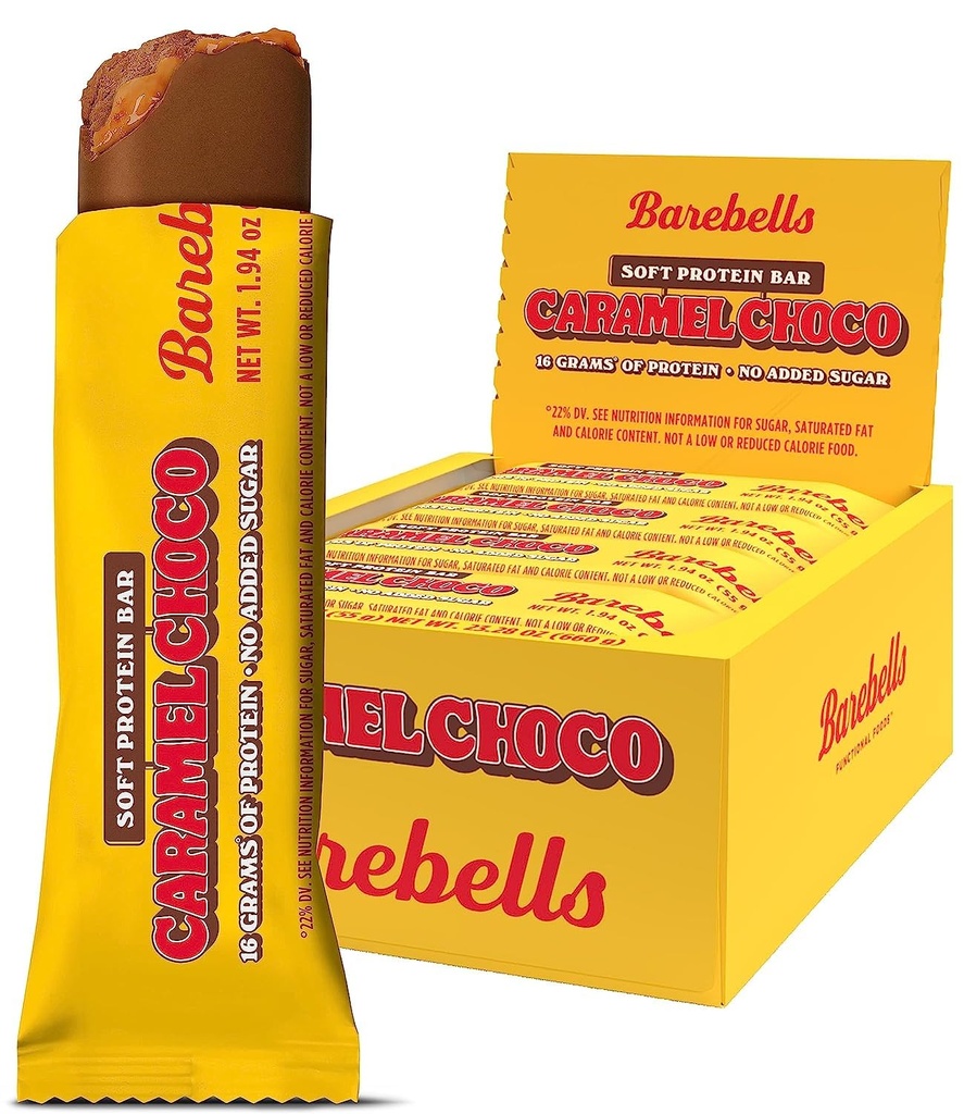 Bars Karamel Choco - 12 Count, 1.9oz Bars - חטיפים חלבונים עם 16g של חלבון גבוה - חלבון שוקולד פלופי בר עם 2 גרם של סוכרים מלאים - חטיף חלבונים רך ארוחת בוקר ברs